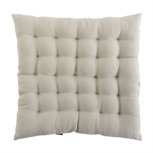 Подушка стеганая на стул из умягченного льна бежевого цвета essential, 40х40 см - фото 310792