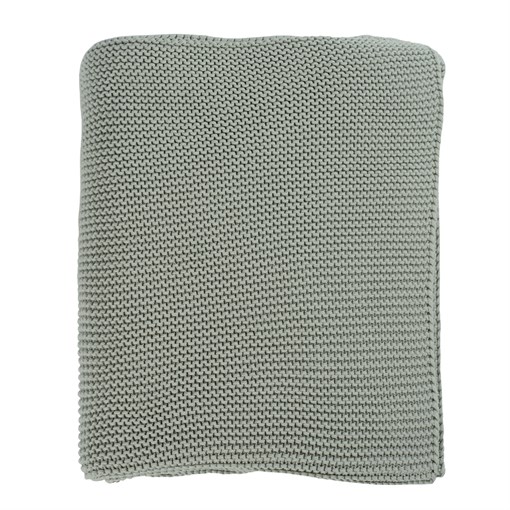 Плед из хлопка жемчужной вязки мятного цвета из коллекции essential, 130х180 см - фото 312343