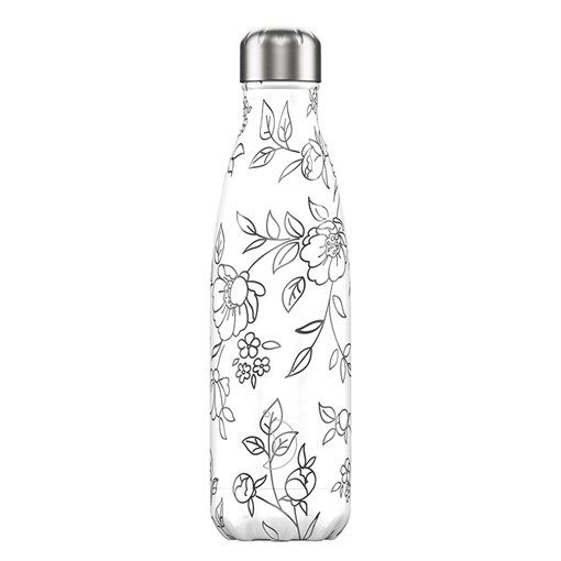 Термос chilly's bottles, line drawing, flowers, 500 мл - фото 317671