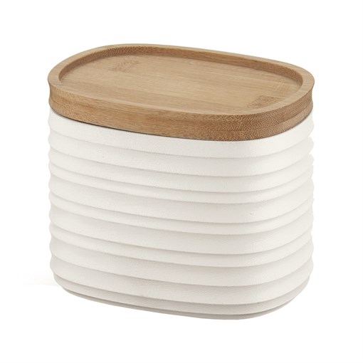 Банка для хранения с бамбуковой крышкой tierra, 500 мл, молочно-белая - фото 317951