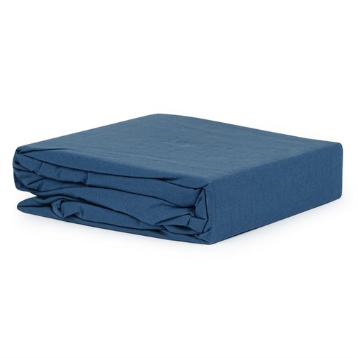 Простыня темно-синего цвета из органического стираного хлопка из коллекции essential, 180х270 см - фото 319867