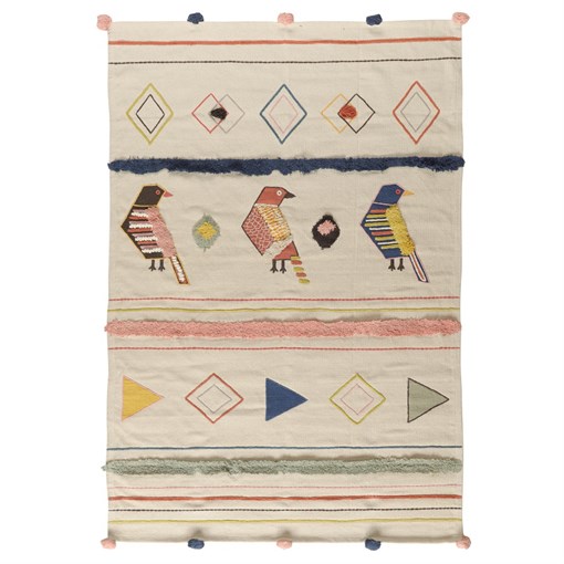 Ковер из хлопка в этническом стиле с орнаментом Птицы из коллекции ethnic, 120х180 см - фото 319958