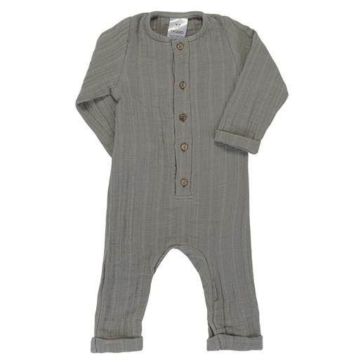 Комбинезон с длинным рукавом из хлопкового муслина серого цвета из коллекции essential 12-18m - фото 320962