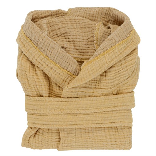 Халат из жатого хлопка горчичного цвета из коллекции essential 3-4y - фото 321108