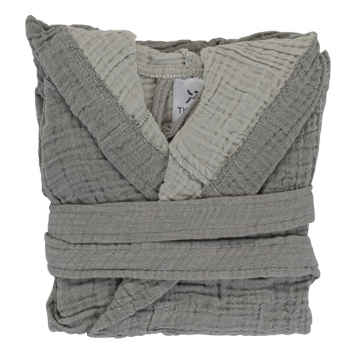 Халат из жатого хлопка серого цвета из коллекции essential 3-4y - фото 321134