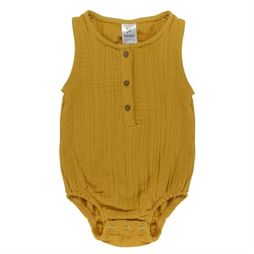 Боди из хлопкового муслина горчичного цвета из коллекции essential 9-12m - фото 321227