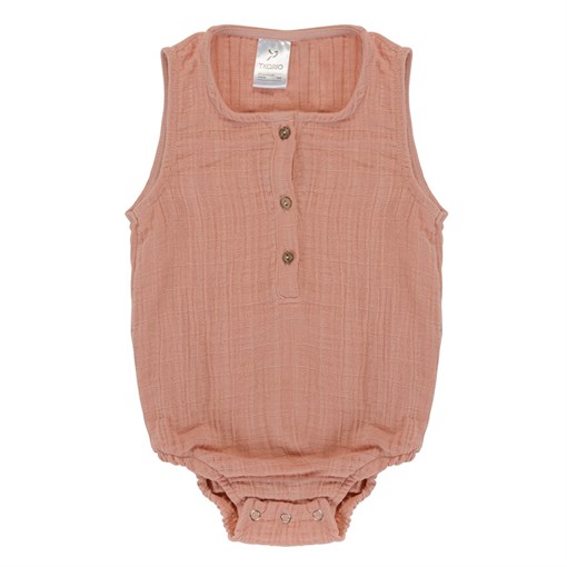 Боди из хлопкового муслина цвета пыльной розы из коллекции essential 6-9m - фото 321288