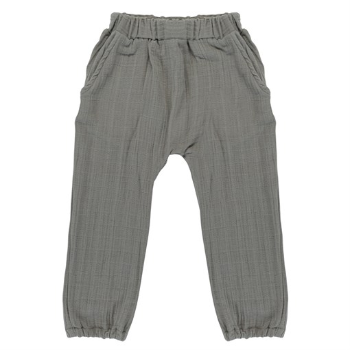 Штаны из хлопкового муслина серого цвета из коллекции essential 12-18m - фото 321417