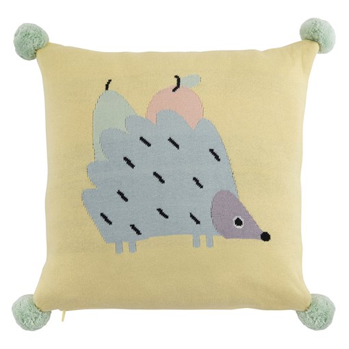 Подушка декоративная с помпонами Ежик ugo из коллекции tiny world 35х35 см - фото 321844