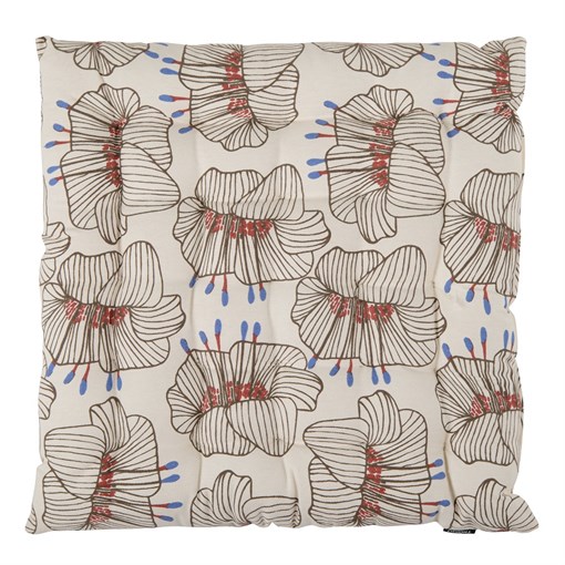 Подушка на стул из хлопка молочного цвета с принтом Цветы из коллекции prairie, 40х40 см - фото 321971