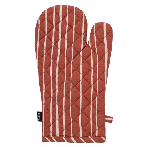 Прихватка-варежка из хлопка терракотового цвета с принтом Полоски из коллекции prairie, 33х17,5 см - фото 322013