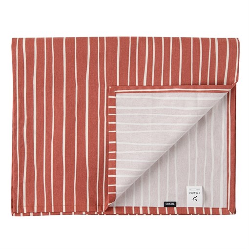 Дорожка на стол из хлопка терракотового цвета с принтом Полоски из коллекции prairie, 45х150 см - фото 322075