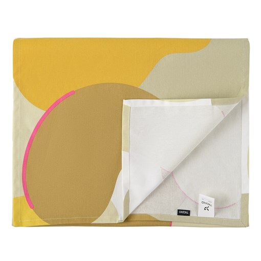 Дорожка на стол из хлопка горчичного цвета с авторским принтом из коллекции freak fruit, 45х150 см - фото 322096