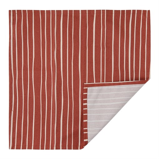 Салфетка сервировочная из хлопка терракотового цвета с принтом Полоски из коллекции prairie, 45х45 с - фото 322129
