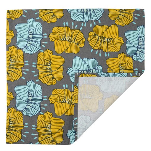 Салфетка сервировочная из хлопка серого цвета с принтом Цветы из коллекции prairie, 45х45 см - фото 322135