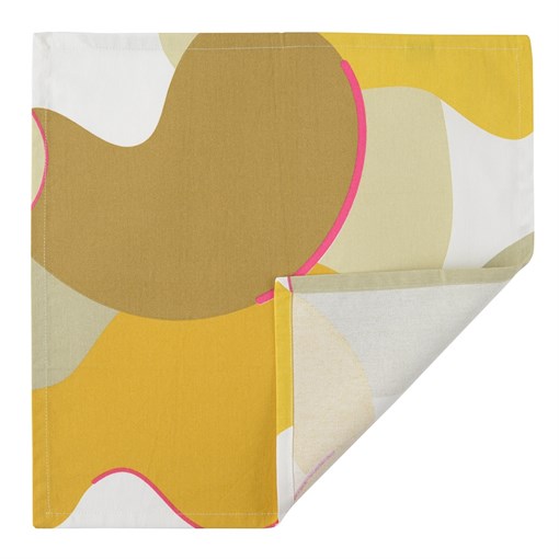 Салфетка сервировочная из хлопка горчичного цвета с авторским принтом из коллекции freak fruit, 45х4 - фото 322151