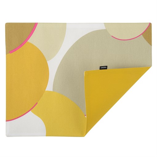 Cалфетка двухсторонняя под приборы из хлопка горчичного цвета с авторским принтом из коллекции freak - фото 322308