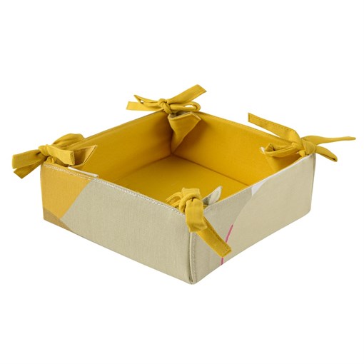 Корзинка для хлеба из хлопка горчичного цвета с авторским принтом из коллекции freak fruit, 30х30 см - фото 322330