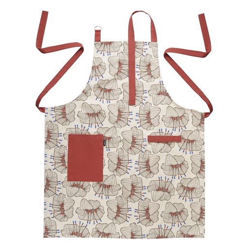 Фартук из хлопка молочного цвета с принтом Цветы из коллекции prairie, 85х70 см - фото 322336