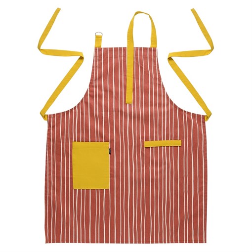 Фартук из хлопка терракотового цвета с принтом Полоски из коллекции prairie, 85х70 см - фото 322341