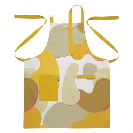 Фартук из хлопка горчичного цвета с авторским принтом из коллекции freak fruit, 85х70 см - фото 322358