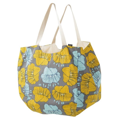 Пляжная сумка из хлопка серого цвета с принтом Цветы из коллекции prairie - фото 322367