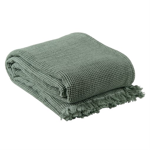 Покрывало вафельное из хлопка мятного цвета  из коллекции essential, 230х250 см - фото 322378