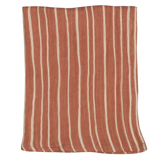 Полотенце кухонное из хлопкового муслина терракотового цвета с принтом Полоски из коллекции prairie, - фото 322550