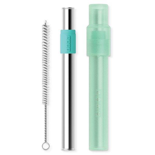 Соломинка из нержавеющей стали jumbo в футляре, мятная - фото 324111