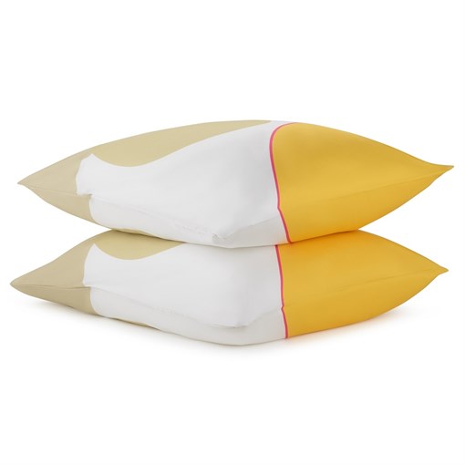 Набор из двух наволочек из сатина  горчичного цвета с авторским принтом из коллекции freak fruit, 70 - фото 325035