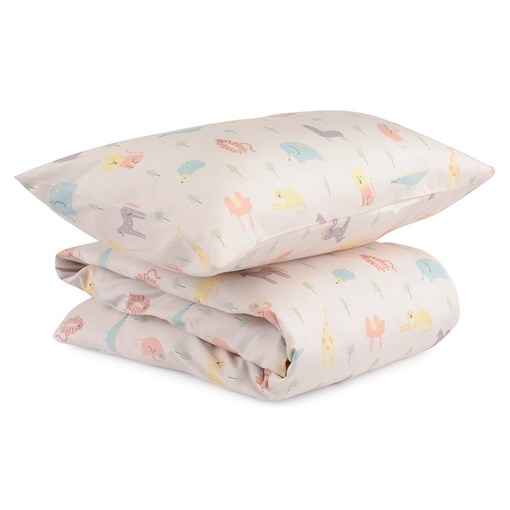 Комплект постельного белья из сатина с принтом animalia world из коллекции tiny world, 110х140 см - фото 328231