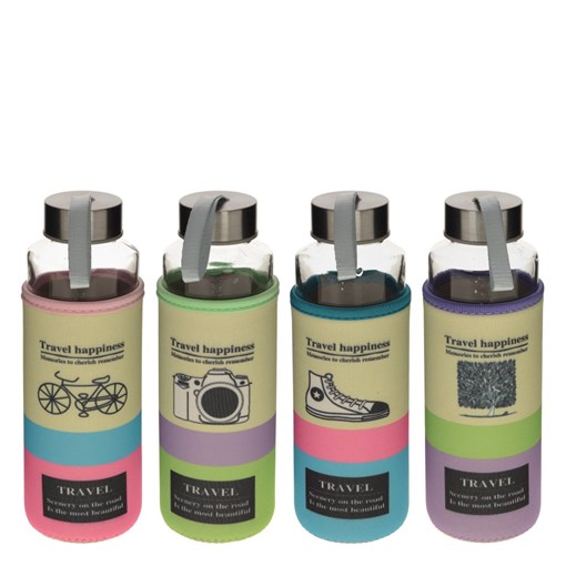 Бутылка в чехле, 400 мл,  L6,5 W6,5 H19,5 см, 4в. - фото 329617