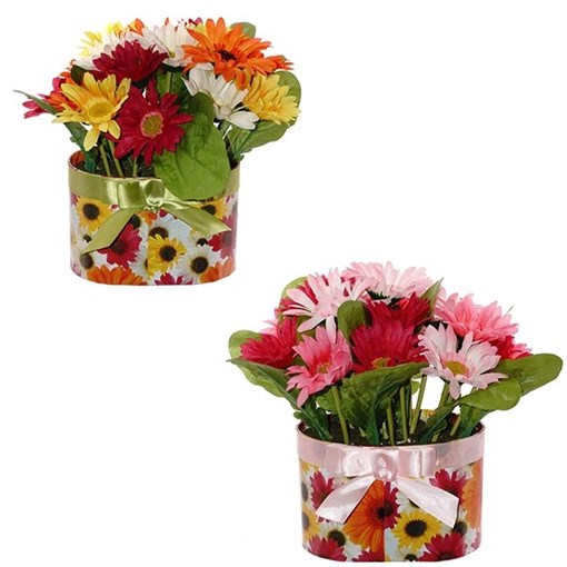 Цветочная композиция "Герберы", L30 W30 H26 см, 2в. - фото 329639