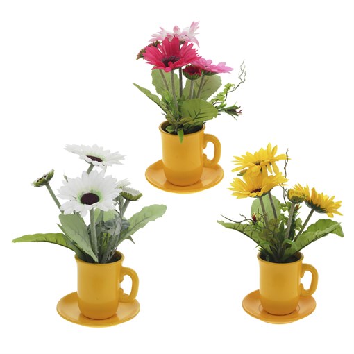 Цветочная композиция "Герберы", L14 W14 H27 см, 3в. - фото 329797