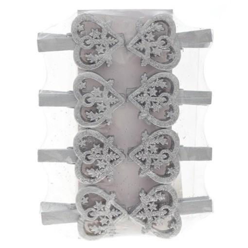 Украшение новогоднее "Прищепка-Сердце", набор из 8 шт, L3 W0,5 H2,7 см - фото 329843