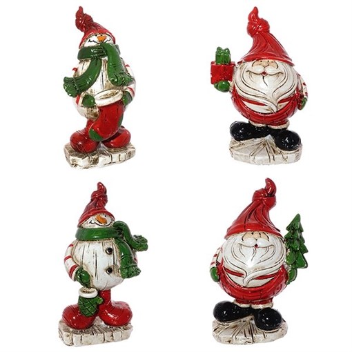 Фигурка декоративная "Санта/Снеговик", набор из 2 шт, L4,2 W3,3 H6,7 см, 2в. - фото 330059