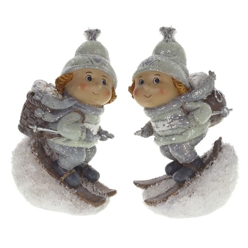 Фигурка декоративная "Ребенок на лыжах", L8,5 W6 H13 см, 2в. - фото 330645