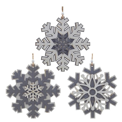 Украшение новогоднее "Снежинка", L15 W0,5 H15 см, 3в. - фото 335469