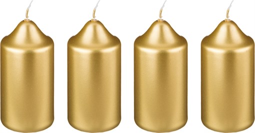Набор свечей из 4  шт 10*5 см золотой металлик - фото 347565