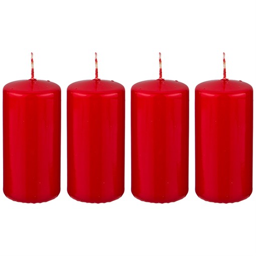 Набор свечей из 4  шт 10*5 см красный лакированный - фото 347567