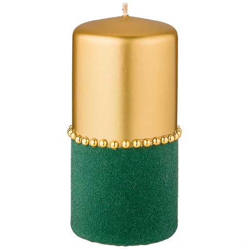 Свеча декоративная столбик высокий  "Велюровый шик" green D=7 см H=15 см - фото 347836