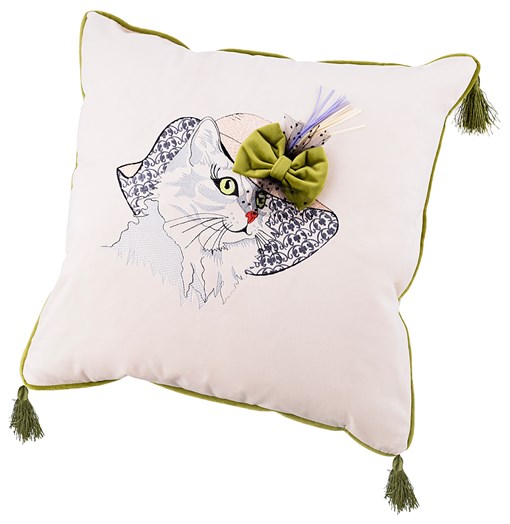 Декоративная подушка "Незнакомка" 45*45, шампань, вышивка 100%пэ - фото 351574