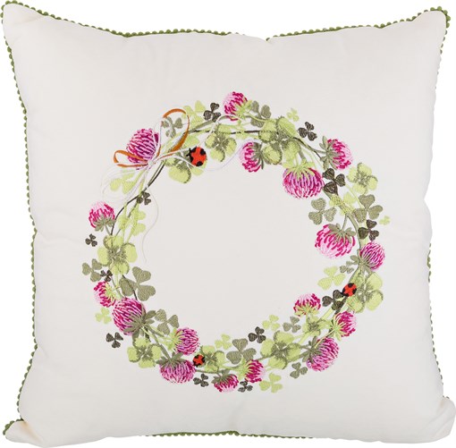 Подушка декоративная "Клевер",45х45 см ,шампань,100%пэ вышивка - фото 351584