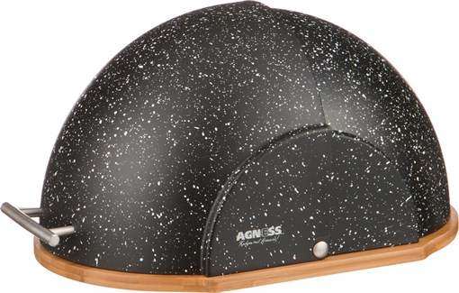 Хлебница agness "Black marble" деревянная с пластиковой крышкой, 36*26*20 см - фото 352745