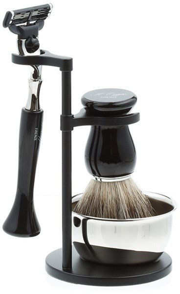 Бритвенный набор IL Ceppo: станок, помазок, чаша, подставка, черный цвет - фото 353765