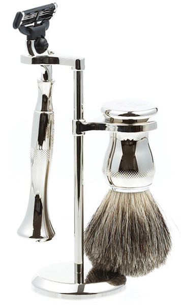 Бритвенный набор IL Ceppo: станок, помазок, подставка, серебристый цвет - фото 353773