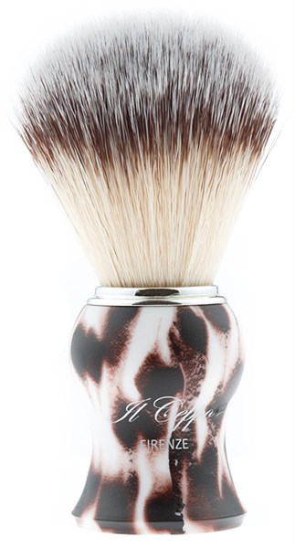 Помазок для бритья IL Ceppo, пластик, синтетический ворс, рукоять - бело-коричневый матовый цвет - фото 353895
