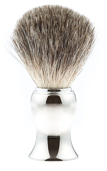 Помазок для бритья IL Ceppo, никелированная латунь, барсучий ворс, рукоять - серебристый цвет - фото 353899