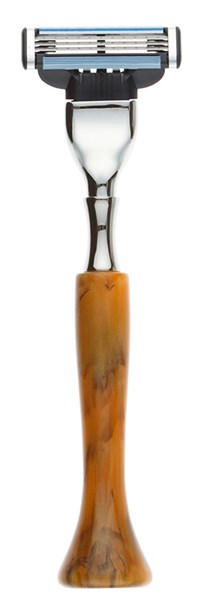 Станок для бритья IL Ceppo, MACH3, каучуковая смола, рукоять - желтый цвет, имитация мрамора - фото 353934