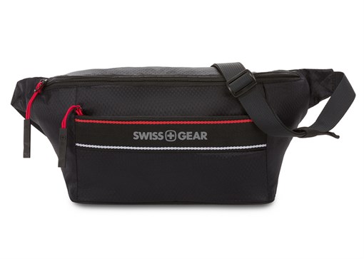 Сумка на пояс SWISSGEAR, черная, полиэстер с плетением рип-стоп, 38 x 5 x 15 см - фото 355219